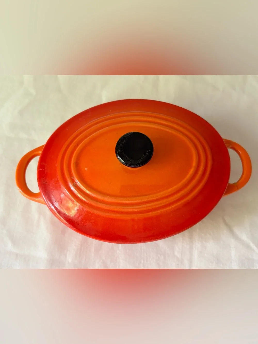 Orange Gradient Ceramic Dutch Oven with Black Knob